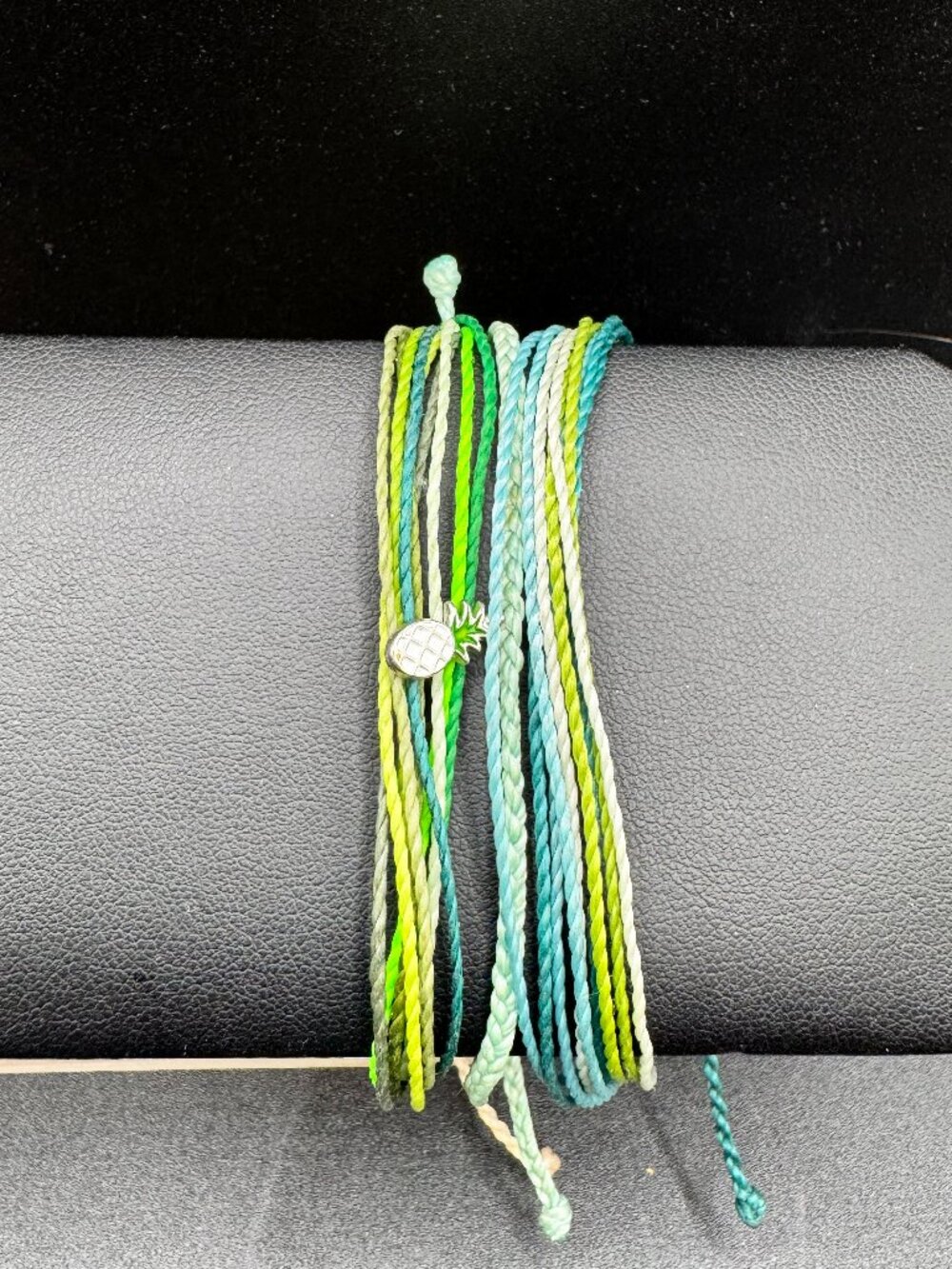 Pura Vida Pineapple Charm Tropical Green Blue Beach Boho Bracelet Stack